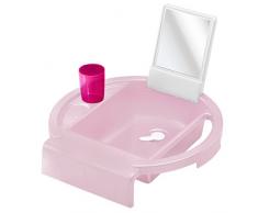 Rotho Babydesign Lavabo per bambini Kiddy Wash, Porta-spazzolino e specchio, Rosa, 20034 0257 01