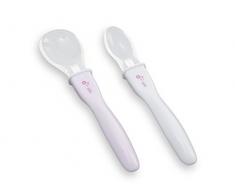 Lulabi Confezione da 2 Cucchiai in Polipropilene e Silicone, Rosa