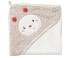 Fehn 397086 - Asciugamano da bagno con cappuccio di BabyLove, poncho in cotone con graziosa stampa a forma di ape, per neonati e bambini a partire da 0 mesi, misure: 80 x 80 cm