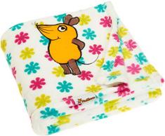 Playshoes Coperta in Pile, Coperta Neonato, Pile Bebè, Plaid in Pile, Versatile Coperta Coccolone per Bambini e Bambine, 75 x 100 cm, con Motivo Mouse e Fiori -Die Maus