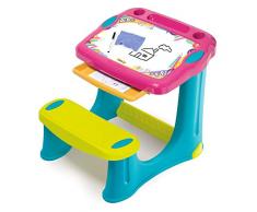 Smoby 420219 - Scrivania per bambini Magic Pink, con sedile integrato e cassetto in plastica, dai 2 anni in su, colore: Rosa