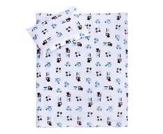 Lulando Lenzuola - Lenzuola per Bambini, Completo da 2 Pezzi: Cuscino e Copri-Piumino - White Cars/Navy Dots - 400 g