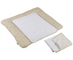 Lulando Materassino per Fasciatoio + 2 Stuoie Rimovibili ed Impermeabili di Tessuto a Spugna 2 Dimensioni 75 X 80 Cm Y 75 X 85 Cm (Pallini Beige)
