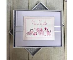 White Cotton Cards - Album portafoto realizzato a mano, motivo: Una Figlia Fantastica, colore: rosa a scacchi [lingua inglese]