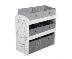 Roba Miffy - Scaffale per giocattoli con 5 scatole di stoffa per bambini, ideale per la cameretta dei bambini, per bambini e bambine