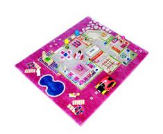 Little Helper 3D tappeto in casetta da gioco per bambini, colore: Rosa/Multicolore (80 x 100 cm)