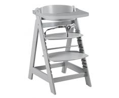 Roba Seggiolone Evolutivo sit Up Click & Fun, Incluso Vassoio Amovibile e Staffa di Protezione, Regolazione Ad Innesto Innovativo, Seggiolone in Legno che Diventa Sedia, Color Talpa