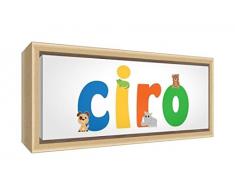 Little Helper LHV-CIRO-3084-FCNAT-15IT Stampa su Tela Incorniciata Legno Naturale, Disegno Personalizzabile con Nome da Ragazzi Ciro, Multicolore, 34 x 88 x 3 cm