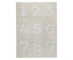 Happy Decor Kids HDK-235 Tappeto Lavabile Numeri, Bianco-Beige, 120 x 160 cm