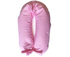 Merrymama- Cuscino allattamento e gravidanza + fodera con lacci/cm 190 (imbottito in microgranuli di polistirene ignifugo), Rosa