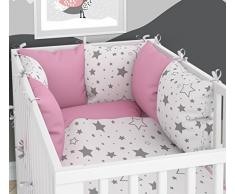 Cuscino Nido - Set di 6 cuscini completi di federe per lettino neonati 70 x 140 cm