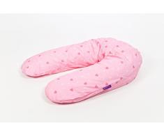 Träumeland, Cuscino per gravidanza e allattamento con imbottitura in microperle, federa in 100% cotone, misura: circa 190 cm, Rosa (rosa)