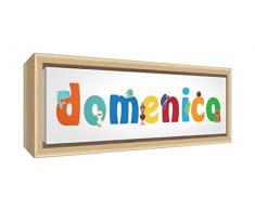 Little Helper LHV-DOMENICO-1542-FCNAT-15IT Stampa su Tela Incorniciata Legno Naturale, Disegno Personalizzabile con Nome da Ragazzi Domenico, Multicolore, 19 x 46 x 3 cm