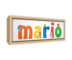 Little Helper LHV-MARIO-3084-FCNAT-15IT Stampa su Tela Incorniciata Legno Naturale, Disegno Personalizzabile con Nome da Ragazzi Mario, Multicolore, 34 x 88 x 3 cm