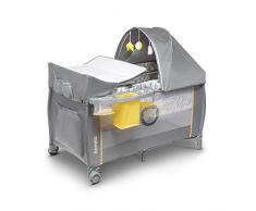 LIONELO Sven Plus 2in1 Box bambini dalla nascita fino a 15kg Lettino pieghevole con Fasciatoio baldacchino, Giocattoli Pendenti, Ingresso laterale aggiuntivo, Sistema LockGuard, Zanzariera e Rotelle