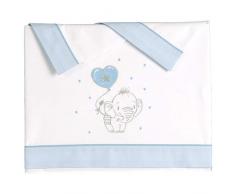 Pekebaby - Set di 3 lenzuola per culla con elefantino blu, 50 x 80 cm