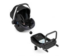 Hauck Comfort Fix Set, Seggiolino Auto Gruppo 0+ Inclusivo Base Isofix, ECE 44/04 dalla Nascita a 13 kg, Paraurti Laterale, Indicatori di Sicurezza, Sistema di Viaggio, Nero