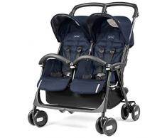 Peg Perego Aria Shopper Twin Passeggino Gemellare Compatto, Blu Scuro