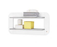 Pino lino 193440 moderno mensola da parete in MDF, pregiata opaco laccato e rivestimento in, Dimensioni, 69 x 16 x 34 cm, bianco/legno di frassino grigio per