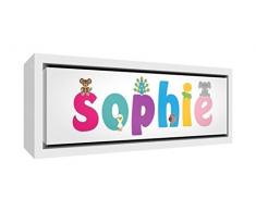 Little Helper LHV-SOPHIE-3084-FCWHT-15IT Stampa su Tela Incorniciata Legno Bianco, Disegno Personalizzabile con Nome da Ragazza Sophie, Multicolore, 34 x 88 x 3 cm