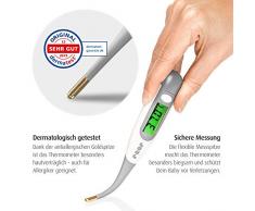 reer ExpressTemp Pro 98122 - Termometro digitale per febbre, tempo di misurazione 10 secondi, punta flessibile dorata, display illuminato, per neonati e bambini