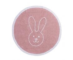 Happy Decor Kids HDK-246 Tappeto Lavabile Round Bunny, Roso-Bianco 140 cm