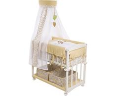 Roba Culla 4 in 1, Culla safari´, Funzione con Dondolo, con Ruote, Cosleeping e Panchina, Tessile e Biancheria per la Culla (80x80cm) Tutto Incluso