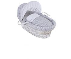 Clair de Lune - Collezione Barley Bébé, culla di vimini, con Lenzuola, materasso e cappotta regolabile