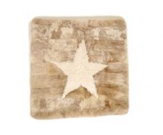 Kaiser 13000 - Tappeto per gattonare in vello di agnello/pecora, 100 x 100 cm, motivo a stella con effetto fiamma, colore: Bianco naturale, multicolore