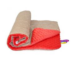 Babys Comfort - Coperta morbida Minky, Marrone (Checkered Brown/Red Minky), 100 x 75 cm