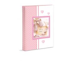 Album fotografico, 23x30 rosa nascita bambina con diario