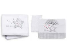 Italbaby 015.2040-0208 completo di lenzuoline ricamate 3pezzi, per lettino + copertina in pile star grey