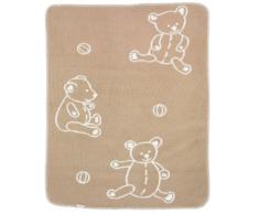 Alvi, Coperta in cotone per bambini, motivo: Orsacchiotto, Beige (Mehrfarbig), 75 x 100 cm