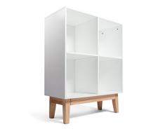 Kledio Scaffale Portagiochi | Libreria per Cameretta dei Bambini | Portaoggetti in Legno Bianco