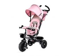 Kinderkraft Triciclo AVEO, Bici, Passeggino con Maniglione, Pieghevole, Accessori, per Bambini, 9 Mesi - 5 Anni, Rosa