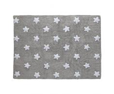 Lorena Canals Tappeto Lavabile Stars 100% Cotone -Grigio - Bianco- 120x160 cm