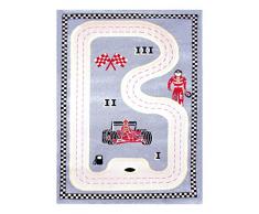IVI NB/121SR037KR13182-IT Tappeto e Tappetino Ipoallergenico da Gioco in 3D per Bambini con Motivo Pista, Crema/Multicolore, 134 x 180 cm