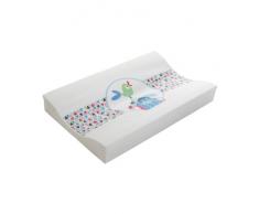 Bébé-jou 680040 - Materassino per fasciatoio, 2 cunei, con stampa motivo uccellino, colore: Bianco