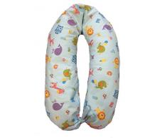 Merrymama-Cuscino allattamento e gravidanza + fodera con lacci/cm 190 (imbottito in microgranuli di polistirene ignifugo), Zoo Sfondo Azzurro