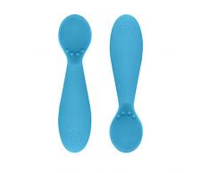 Ezpz EUSSB003 Coppia di cucchiai per bimbo in silicone, azzurro