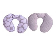 Medi Partners - Cuscino cervicale per bambini, 100% cotone/Minky, cuscino cervicale per auto, passeggino, auto, viaggi, dormire, cuscino (Miki con Minky grigio)