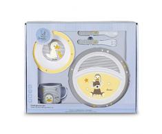 Sterntaler Set da tavola Hanno e Edda, Piatto, ciotola, forchetta, cucchiaio, tazza, Età: Dai 6 mesi, Grigio/Giallo