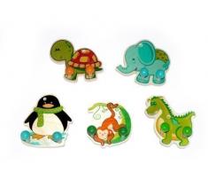 Hess - Appendiabiti per bambini a forma di animali in legno, modelli assortiti,1 pezzo