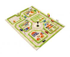 IVI NB/121MD033YE80103-IT Tappeto Ipoallergenico da Gioco in 3D per Bambini con MotivoStrade Colorate, Verde, 80 x 100 cm