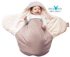 Wallaboo Copertina Neonati Coco, 100% Cotone, Provvista di Cappuccio, Pratica e Morbida, universale per ovetto, seggiolino auto, p.es. per Maxi-Cosi, Römer, per passeggino, buggy o lettino, per Neonati da 0 a 9 mesi, 90 x 70 cm, Colore: Blu Misty