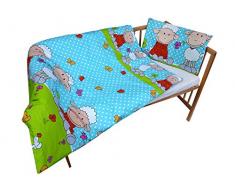 cosing 332 – 019 – 63 – Set di biancheria da letto di cotone 2 pezzi bambino – pecora, turchese
