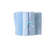 Baby Elegance, Set biancheria per carrozzina/cesta in vimini, include 2 coprimaterassi in jersey, 1 lenzuolo e una copertina in pile, Blu