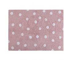 Lorena Canals Tappeto Lavabile Polka Dots 100% Cotone -Rosa- Bianco- 120x160 cm