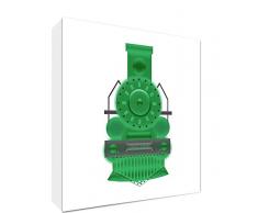 Feel Good Art tela su quadro con Front solido in stile di illustrazione moderno treno d epoca verde/bianco 10,5 x 14,8 x 2 cm piccolo