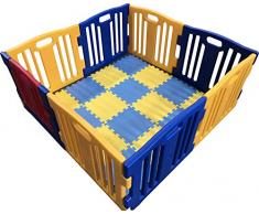 Box per bebè XL, 8 pezzi, Star Ibaby Play Twin, con tappeto puzzle 16 pezzi/molteplici forme di montaggio
